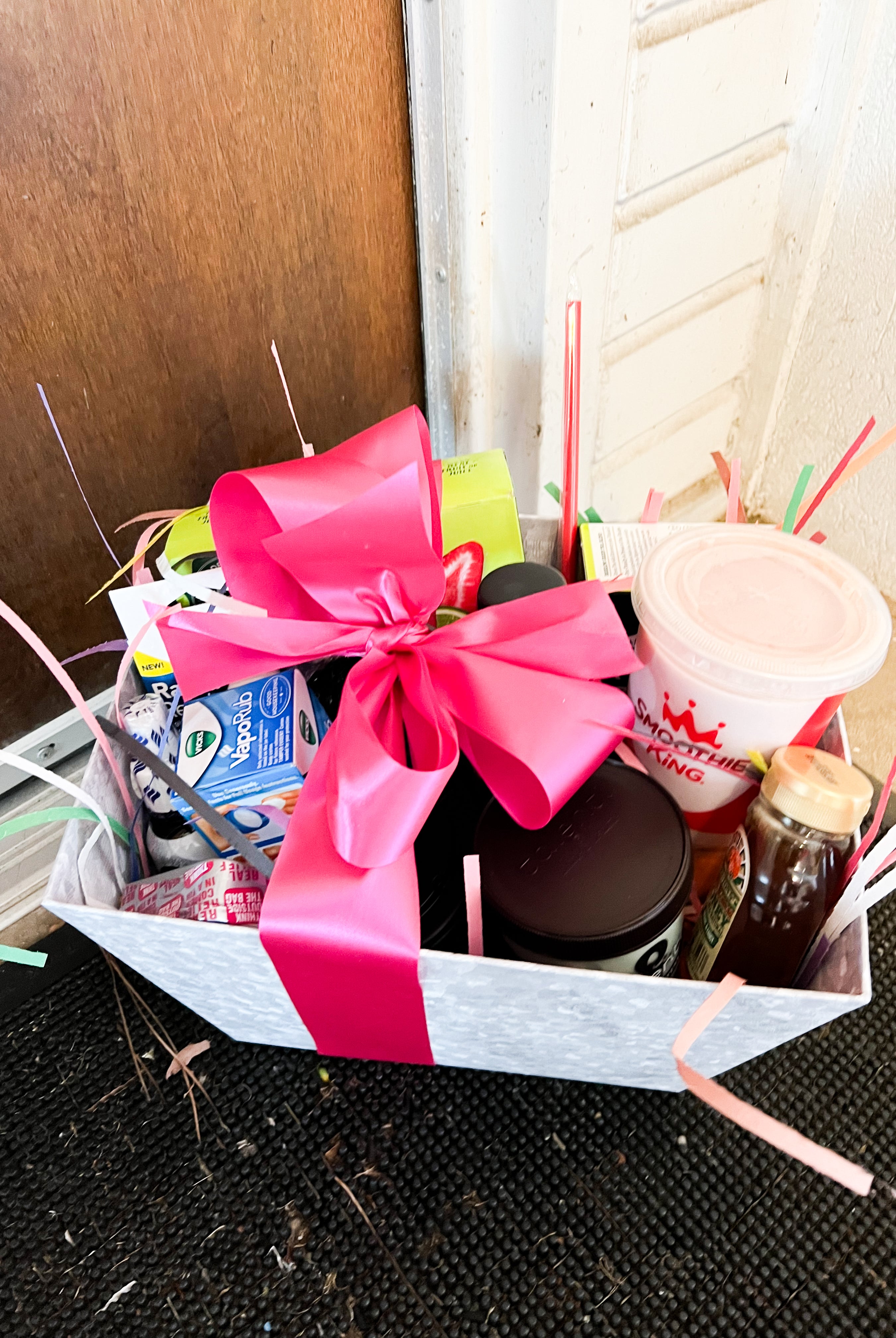 A get well soon basket delivered to an apartment in Tuscaloosa, Alabama