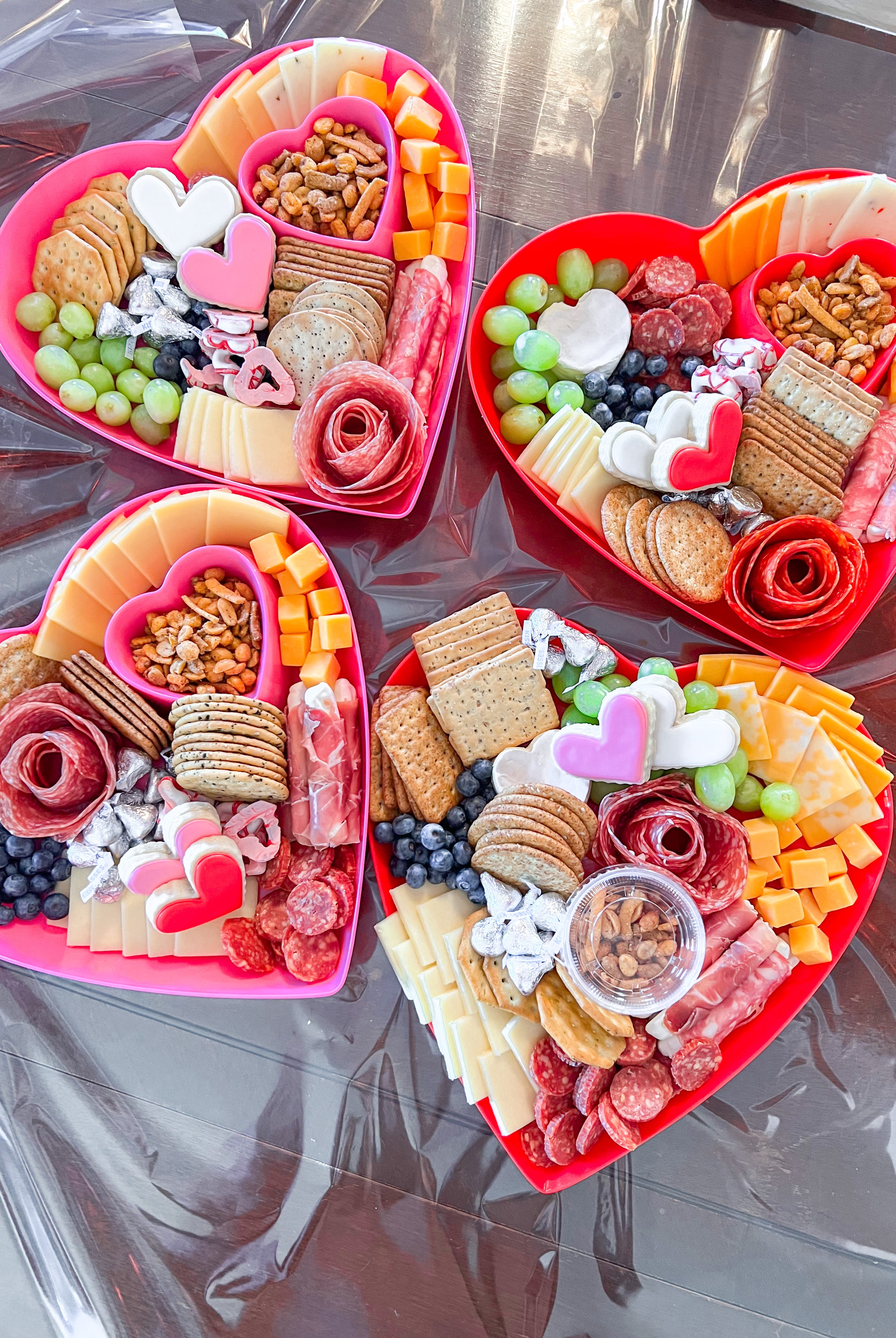 heart shaped charcuterie boards for Valentine's Day delivery to Alabama students.
