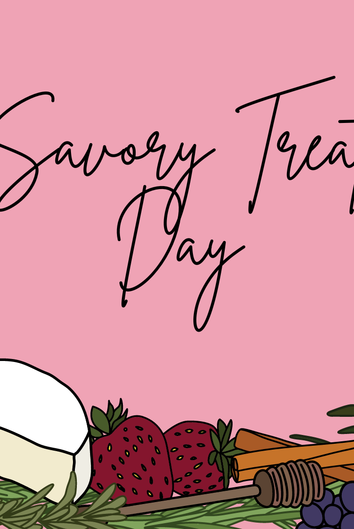 Savory treat day graphic with pink background