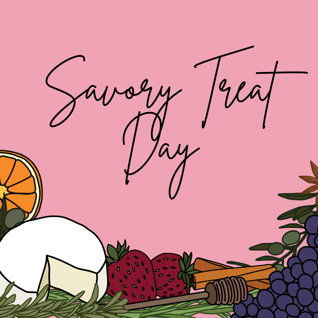 Savory treat day graphic with pink background 