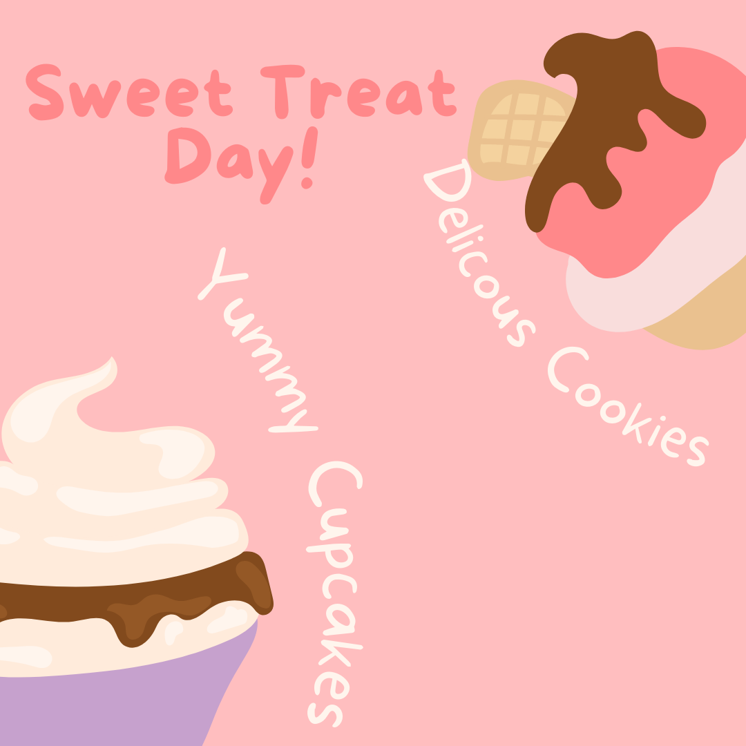 Sweet Treat Day graphic with pink background 